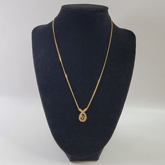 CHRISTIAN DIOR CD Logo Rhinestone Necklace - Picture 1 of 7